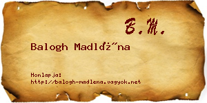 Balogh Madléna névjegykártya